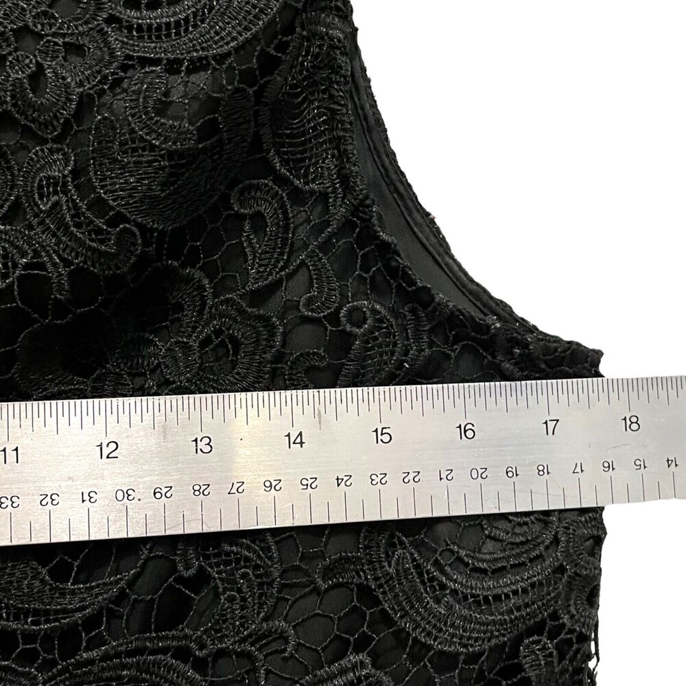 Adrienne Vittadini Blouse Women Black Lace w/ Lining Mock Neck Sleeveless SZ 10 - Picture 9 of 16